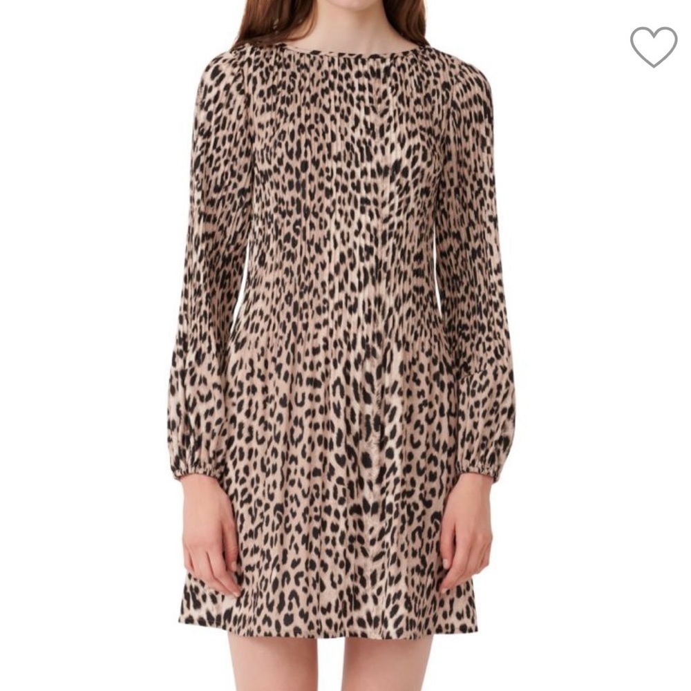 Maje Animal Print Pleated Dress